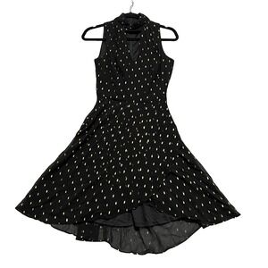 White House Black Market Gold Dot Sleeveless Fit & Flare Dress Size 00 Keyhole‎